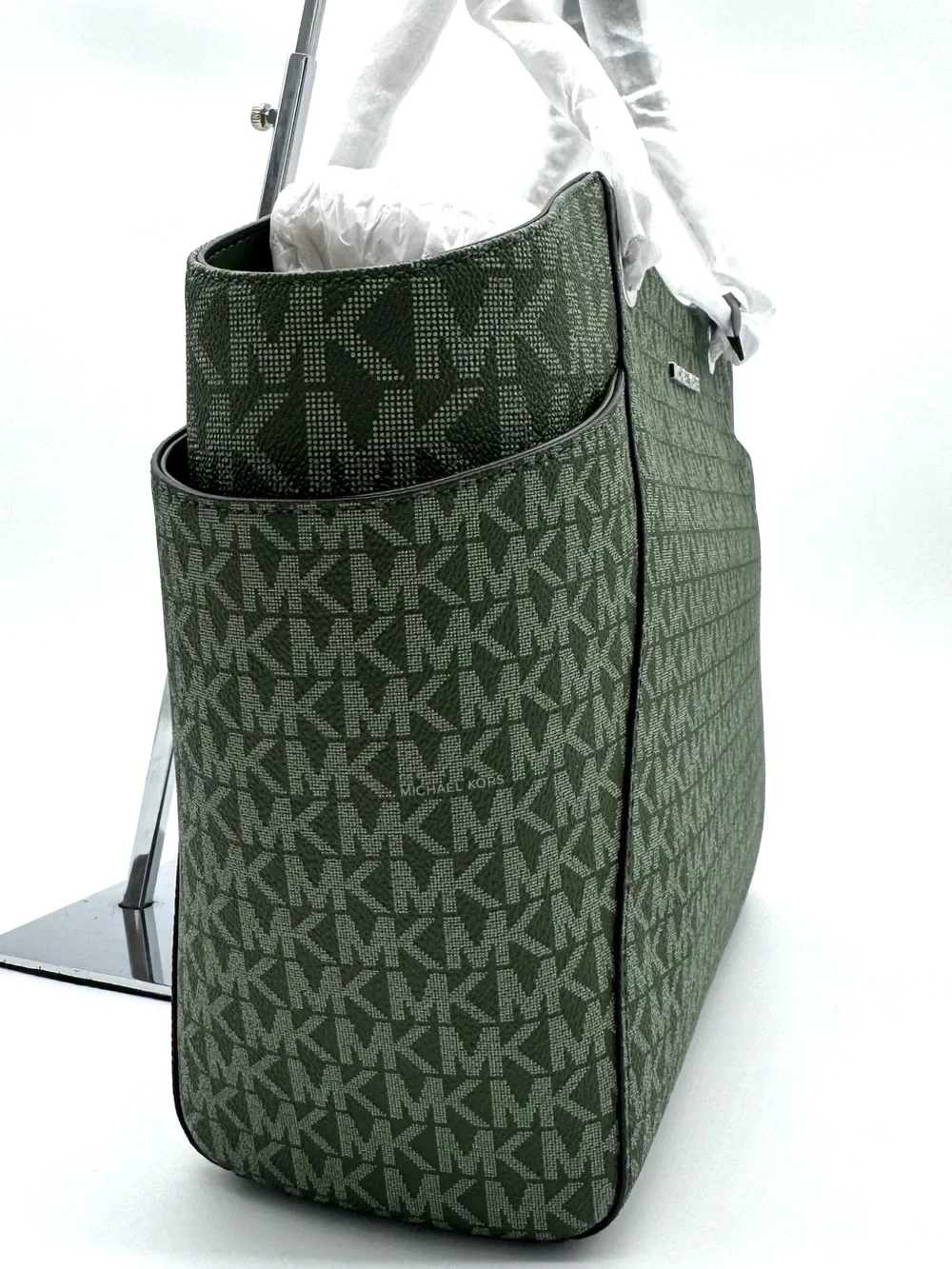 Michael Kors Jet Set Large Signature Logo Shoulder Bag - Amazon Green